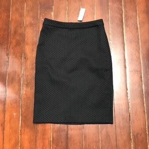 Textured black pencil skirt